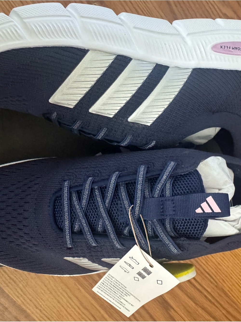 adidas Women’s Navy Athletic Shoes with White Stripes and Pink Logo